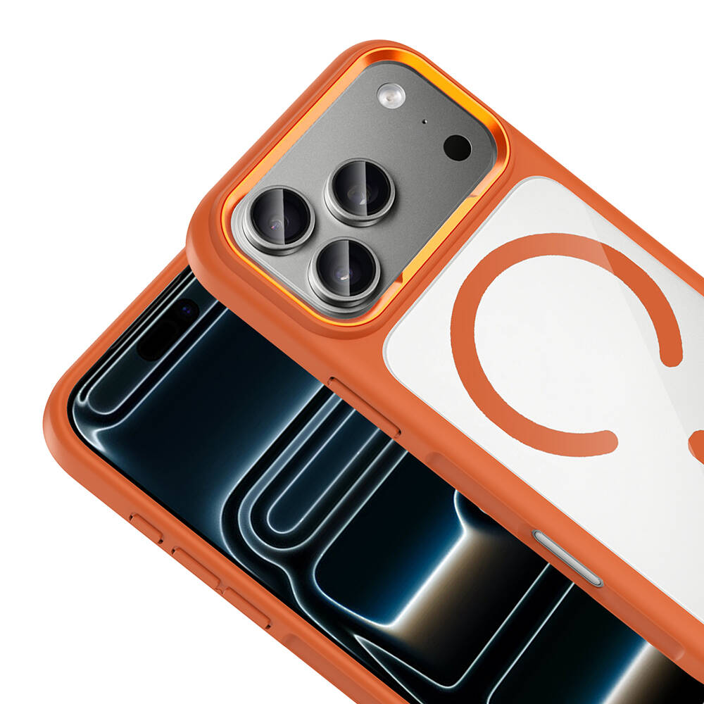 Apple iPhone 17 Pro Kılıf M-Safe Şarj Özellikli Metal Kamera Çerçeveli Zore Tiko Kapak - 13