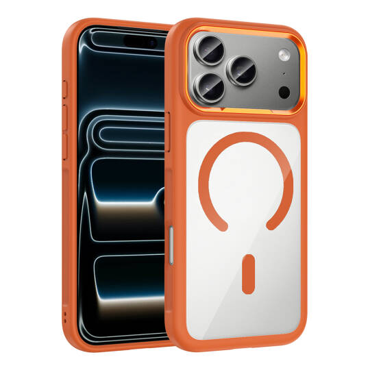 Apple iPhone 17 Pro Kılıf M-Safe Şarj Özellikli Metal Kamera Çerçeveli Zore Tiko Kapak - 4