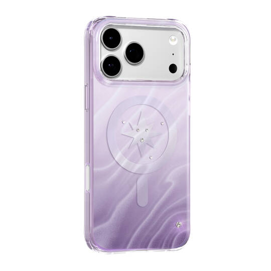 Apple iPhone 17 Pro Kılıf M-Safe Şarj Özellikli Orjinal Swarovski Taşlı Zore Paris Rovix Sert PC Kapak - 22