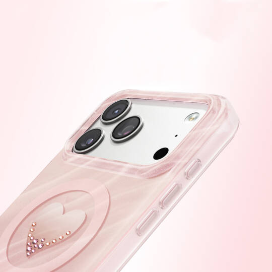 Apple iPhone 17 Pro Kılıf M-Safe Şarj Özellikli Orjinal Swarovski Taşlı Zore Paris Rovix Sert PC Kapak - 14