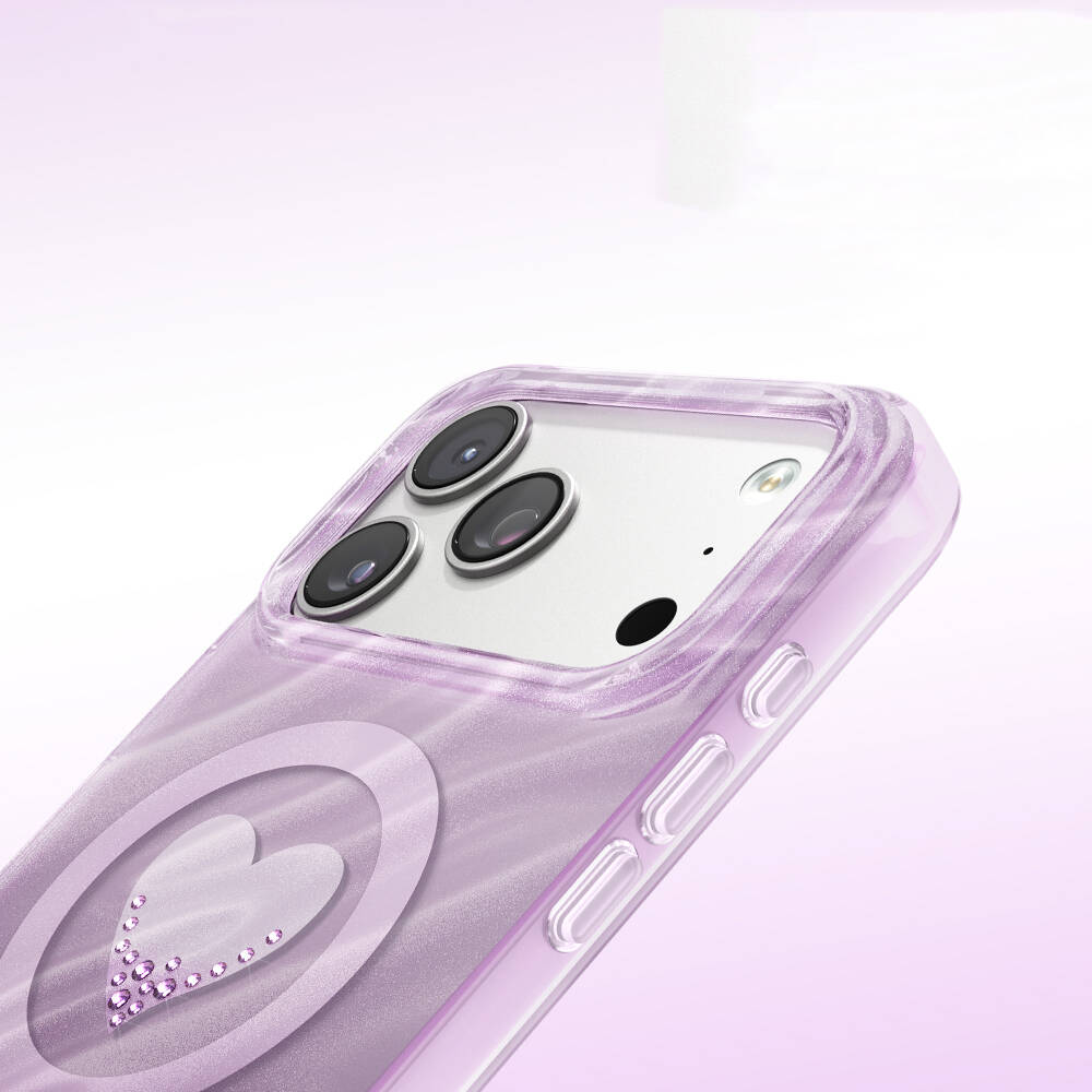 Apple iPhone 17 Pro Kılıf M-Safe Şarj Özellikli Orjinal Swarovski Taşlı Zore Paris Rovix Sert PC Kapak - 4