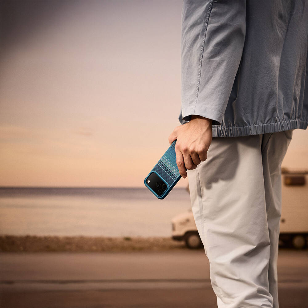 Apple iPhone 17 Pro Kılıf M-safe Şarj Özellikli Pitaka Tactile Woven Sunset-Moonrise Aramid Pro Guard Serisi Karbon Kapak - 11
