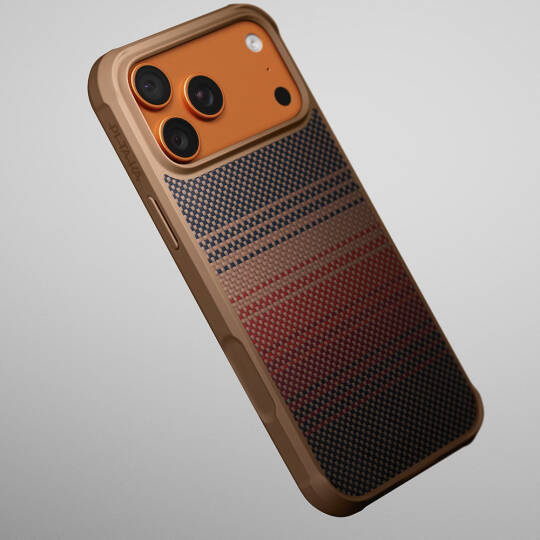 Apple iPhone 17 Pro Kılıf M-safe Şarj Özellikli Pitaka Tactile Woven Sunset-Moonrise Aramid Pro Guard Serisi Karbon Kapak - 12