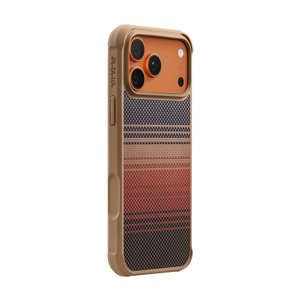 Apple iPhone 17 Pro Kılıf M-safe Şarj Özellikli Pitaka Tactile Woven Sunset-Moonrise Aramid Pro Guard Serisi Karbon Kapak - 2