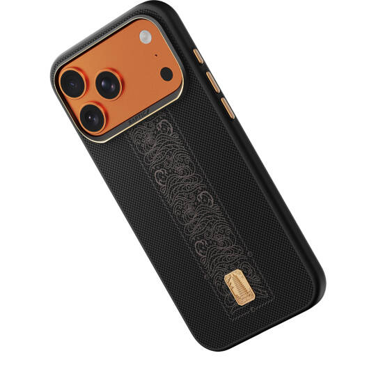 Apple iPhone 17 Pro Kılıf M-safe Şarj Özellikli Raptic Aramid Dual Rise Serisi 24 Ayar Altın Kaplamalı Karbon Kapak - 3