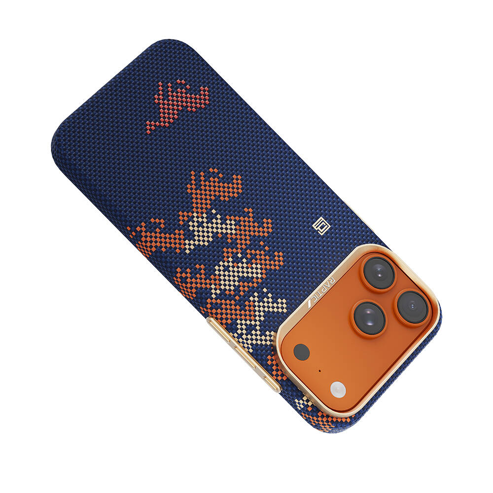 Apple iPhone 17 Pro Kılıf M-safe Şarj Özellikli Raptic Aramid Skin Chivalry Serisi Karbon Kapak - 14