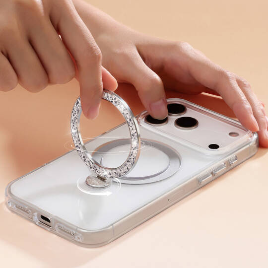 Apple iPhone 17 Pro Kılıf M-safe Şarj Özellikli Simli Standlı Pynana Dancing Circle Trendy Serisi Kapak - 11