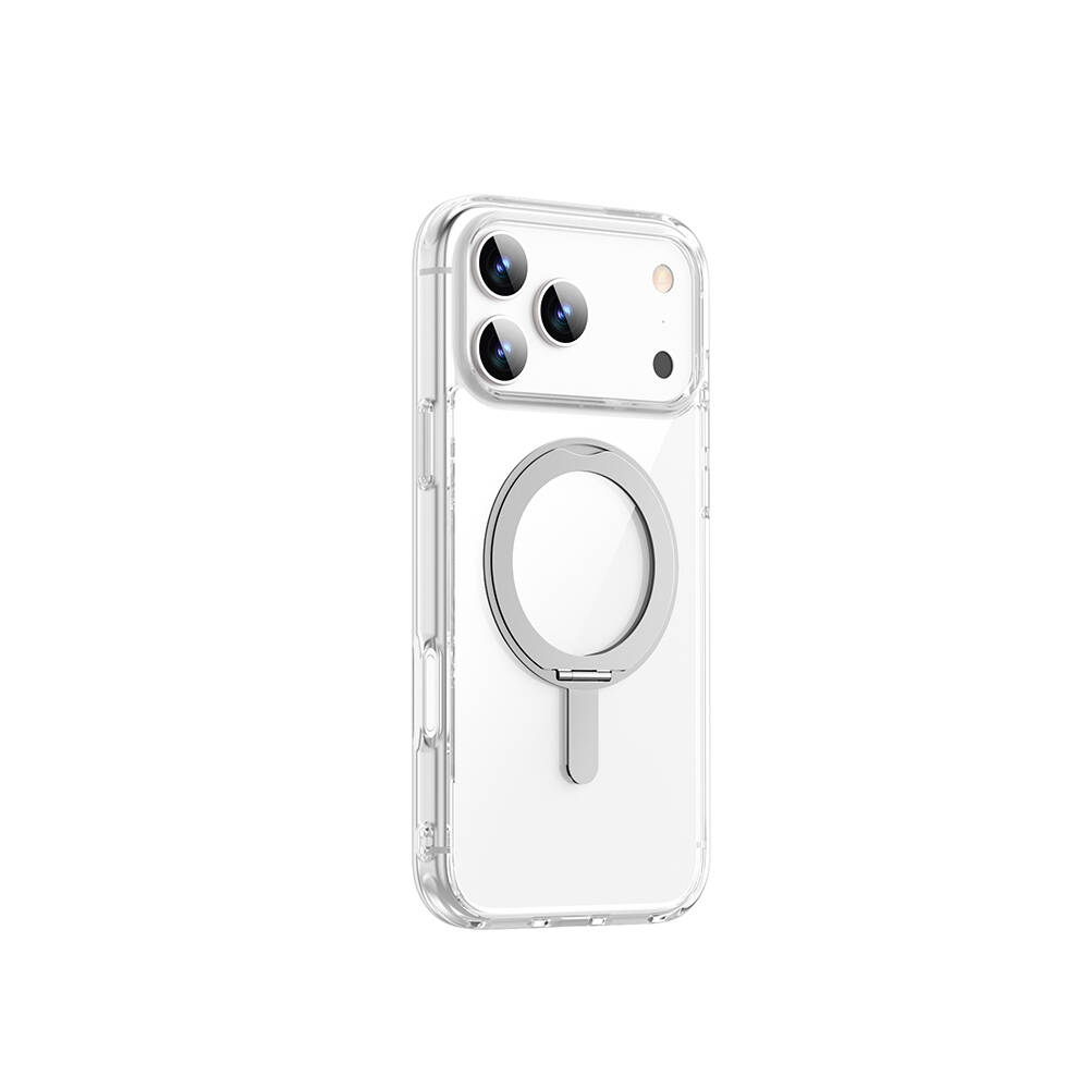 Apple iPhone 17 Pro Kılıf M-safe Şarj Özellikli Wiwu MCC-201 iShield Ultra Serisi Standlı Crystal Sert PC Kapak - 3