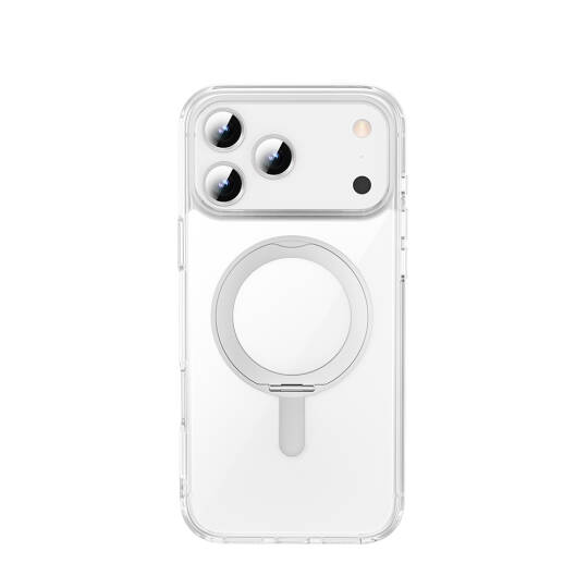 Apple iPhone 17 Pro Kılıf M-safe Şarj Özellikli Wiwu MCC-201 iShield Ultra Serisi Standlı Crystal Sert PC Kapak - 4