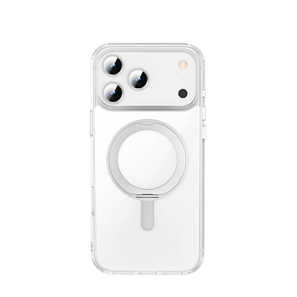 Apple iPhone 17 Pro Kılıf M-safe Şarj Özellikli Wiwu MCC-201 iShield Ultra Serisi Standlı Crystal Sert PC Kapak - 4