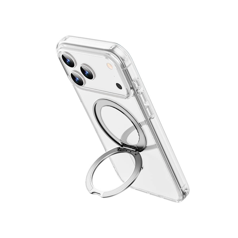 Apple iPhone 17 Pro Kılıf M-safe Şarj Özellikli Wiwu MCC-201 iShield Ultra Serisi Standlı Crystal Sert PC Kapak - 5