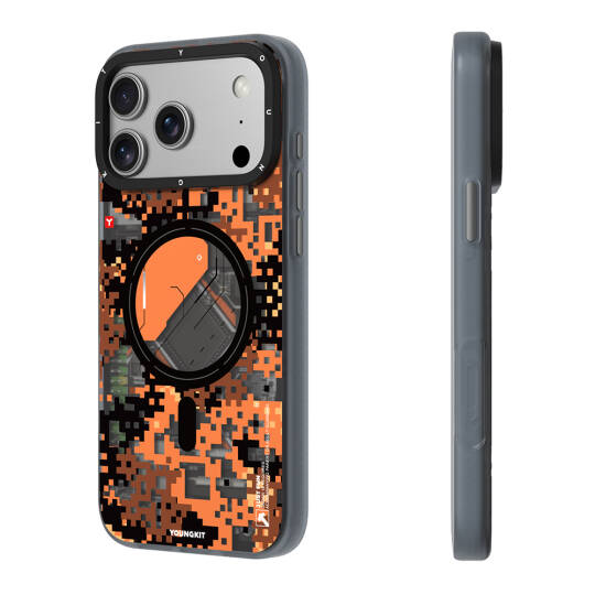 Apple iPhone 17 Pro Kılıf M-Safe Şarj Özellikli Youngkit Camouflage Sykell Serisi Kapak - 13