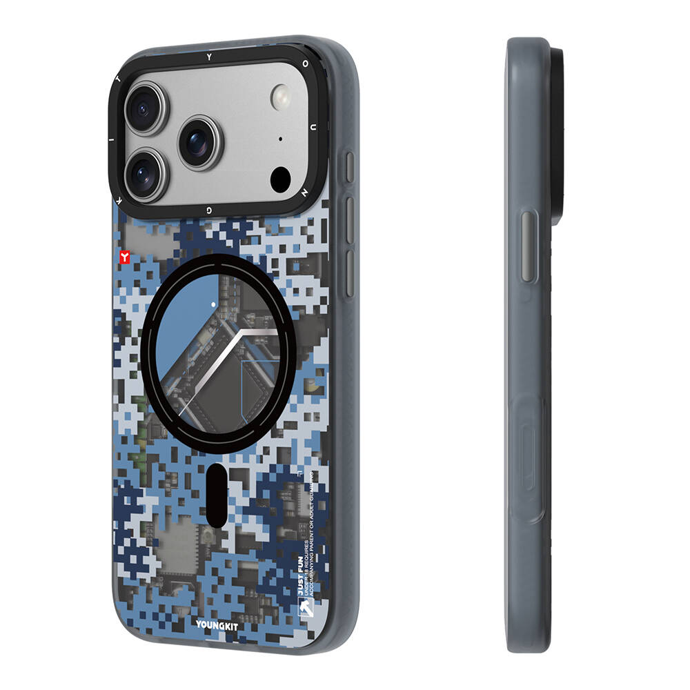 Apple iPhone 17 Pro Kılıf M-Safe Şarj Özellikli Youngkit Camouflage Sykell Serisi Kapak - 14