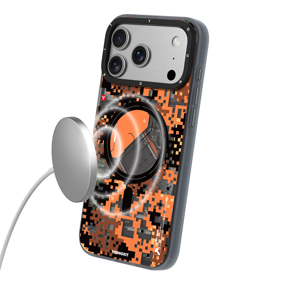 Apple iPhone 17 Pro Kılıf M-Safe Şarj Özellikli Youngkit Camouflage Sykell Serisi Kapak - 16