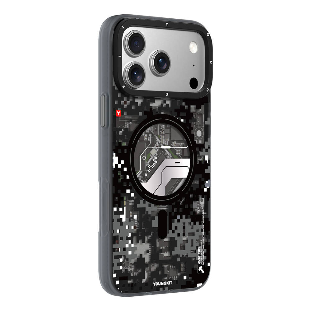 Apple iPhone 17 Pro Kılıf M-Safe Şarj Özellikli Youngkit Camouflage Sykell Serisi Kapak - 22