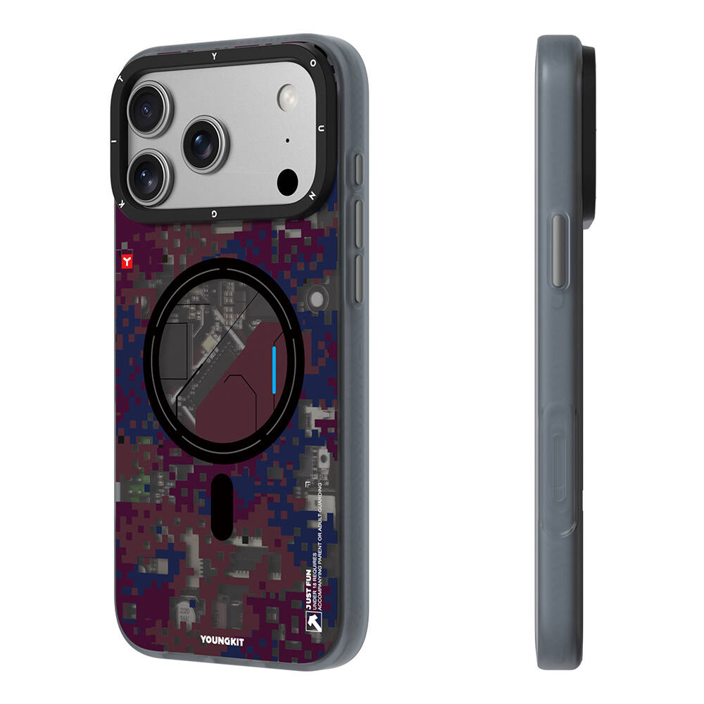 Apple iPhone 17 Pro Kılıf M-Safe Şarj Özellikli Youngkit Camouflage Sykell Serisi Kapak - 2