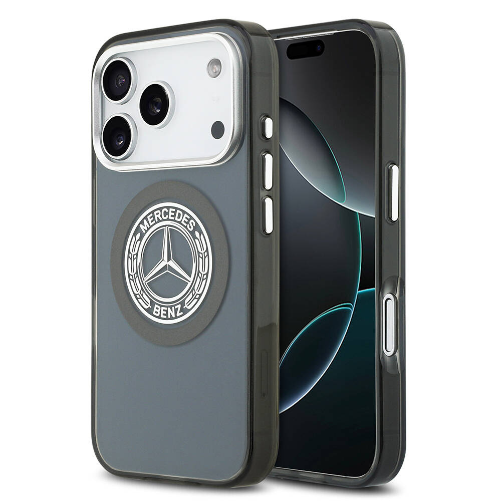 Apple iPhone 17 Pro Kılıf Mercedes Benz Orjinal Lisanslı M-safe Şarj Özellikli Çift Katmanlı PC Nostaljik Yıldız Dizayn Kapak - 5