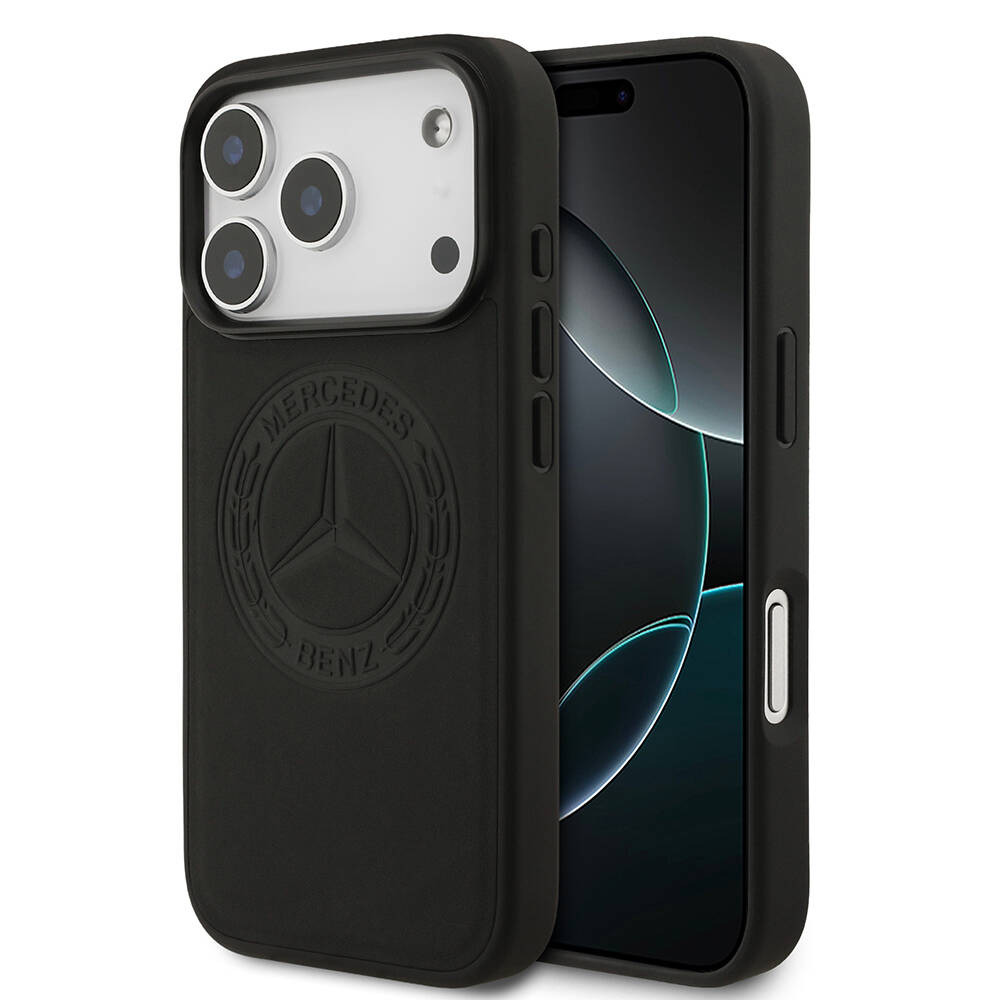 Apple iPhone 17 Pro Kılıf Mercedes Benz Orjinal Lisanslı M-safe Şarj Özellikli Hakiki Deri Nostaljik Yıldız Dizayn Kapak - 3