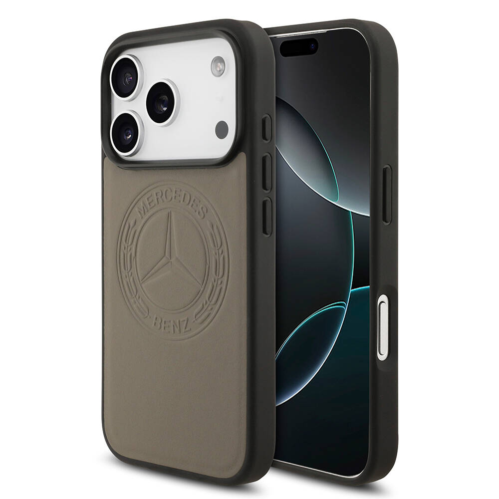 Apple iPhone 17 Pro Kılıf Mercedes Benz Orjinal Lisanslı M-safe Şarj Özellikli Hakiki Deri Nostaljik Yıldız Dizayn Kapak - 2