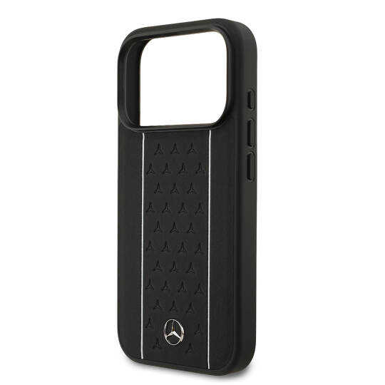 Apple iPhone 17 Pro Kılıf Mercedes Benz Orjinal Lisanslı M-safe Şarj Özellikli Şeritli Yıldız Desenli Metal Logolu Deri Kapak - 8