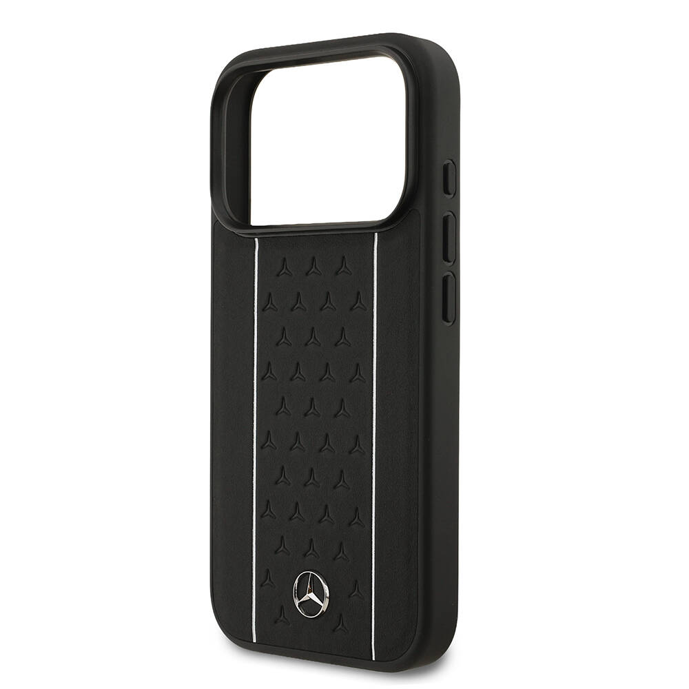 Apple iPhone 17 Pro Kılıf Mercedes Benz Orjinal Lisanslı M-safe Şarj Özellikli Şeritli Yıldız Desenli Metal Logolu Deri Kapak - 8