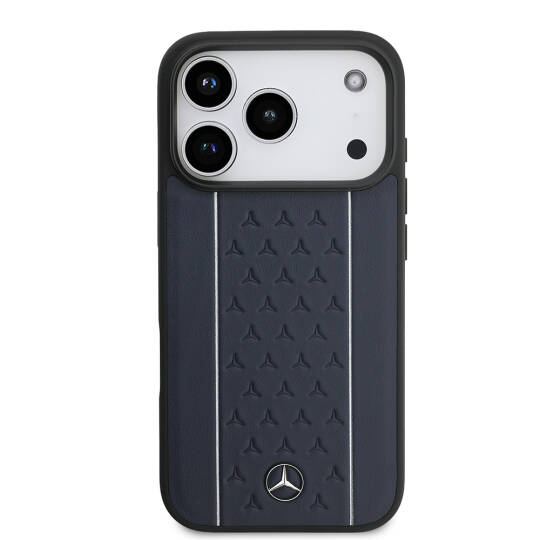 Apple iPhone 17 Pro Kılıf Mercedes Benz Orjinal Lisanslı M-safe Şarj Özellikli Şeritli Yıldız Desenli Metal Logolu Deri Kapak - 15