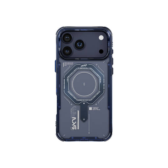 Apple iPhone 17 Pro Kılıf SkinArma M-safe Şarj Özellikli Airbag Tasarımlı Magma Kapak Mavi