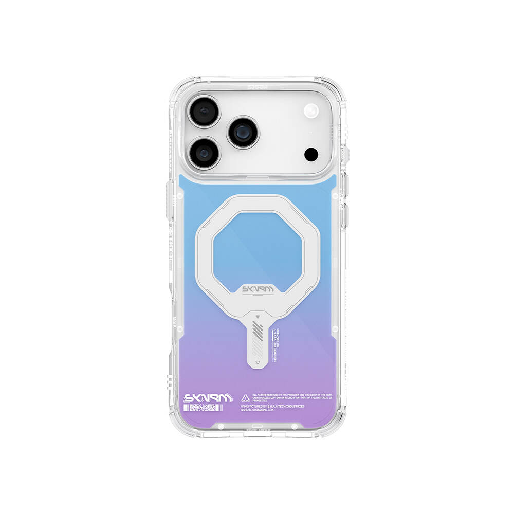 Apple iPhone 17 Pro Kılıf Skinarma M-Safe Şarj Özellikli IML Baskılı Holografik MYST Kapak - 3