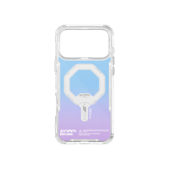 Apple iPhone 17 Pro Kılıf Skinarma M-Safe Şarj Özellikli IML Baskılı Holografik MYST Kapak - 6