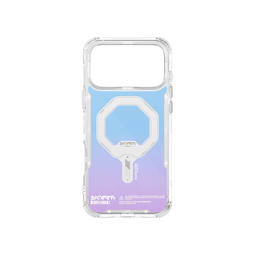 Apple iPhone 17 Pro Kılıf Skinarma M-Safe Şarj Özellikli IML Baskılı Holografik MYST Kapak - 6