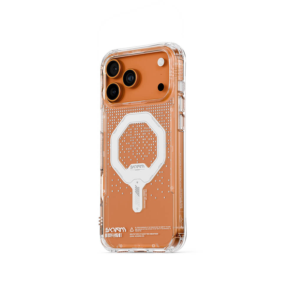 Apple iPhone 17 Pro Kılıf Skinarma M-Safe Şarj Özellikli IML Baskılı Holografik MYST Kapak - 10
