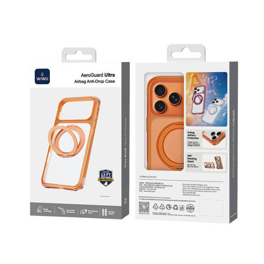 Apple iPhone 17 Pro Kılıf Wiwu AG-203 AeroGuard Ultra Serisi M-safe Şarj Özellikli Airbag Tasarımlı Standlı Kapak - 7