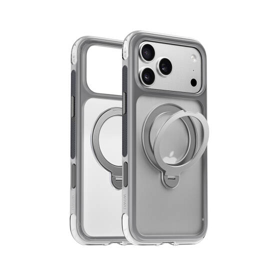 Apple iPhone 17 Pro Kılıf Wiwu AS-203 AeroShield Ultra Serisi M-safe Şarj Özellikli Airbag Tasarımlı Standlı Kapak Gri