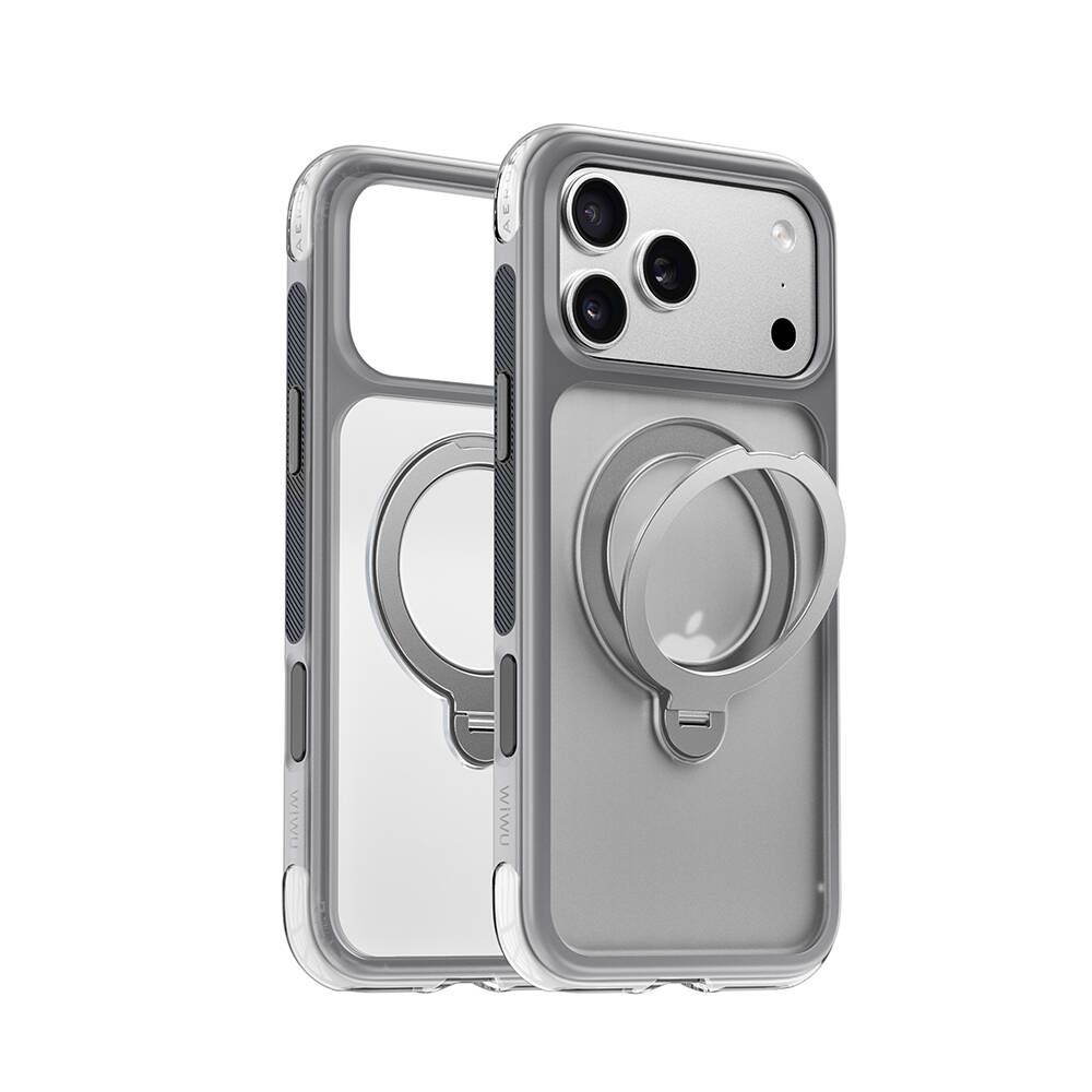 Apple iPhone 17 Pro Kılıf Wiwu AS-203 AeroShield Ultra Serisi M-safe Şarj Özellikli Airbag Tasarımlı Standlı Kapak - 36