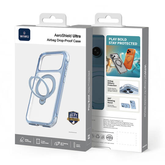Apple iPhone 17 Pro Kılıf Wiwu AS-203 AeroShield Ultra Serisi M-safe Şarj Özellikli Airbag Tasarımlı Standlı Kapak - 9