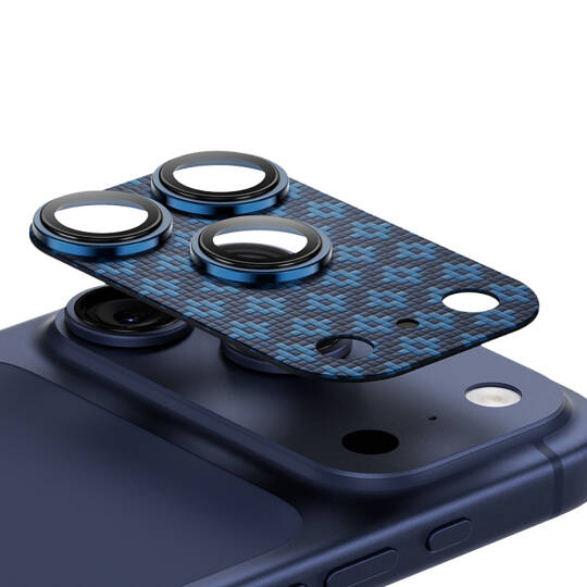 Apple iPhone 17 Pro Max Benks ArmorWarrior ArmorGrid Serisi Kevlar Kamera Lens Koruyucu Mavi