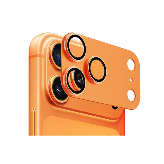 Apple iPhone 17 Pro Max Go Des FC007 Titanyum Serisi Anti Reflective Kamera Lens Koruyucu Turuncu