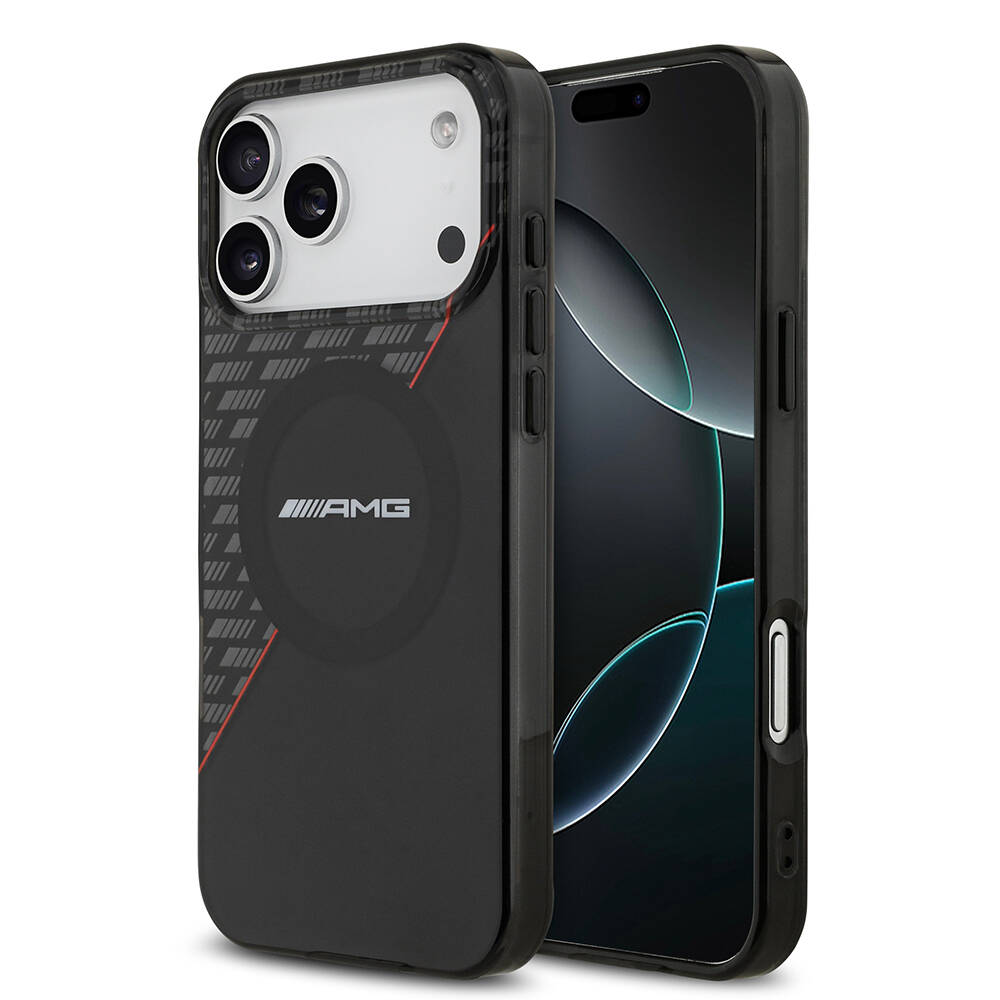 Apple iPhone 17 Pro Max Kılıf AMG Orjinal Lisanslı M-safe Şarj Özellikli Çift Katmanlı Kırmızı Çapraz Çizgili Kapak - 1