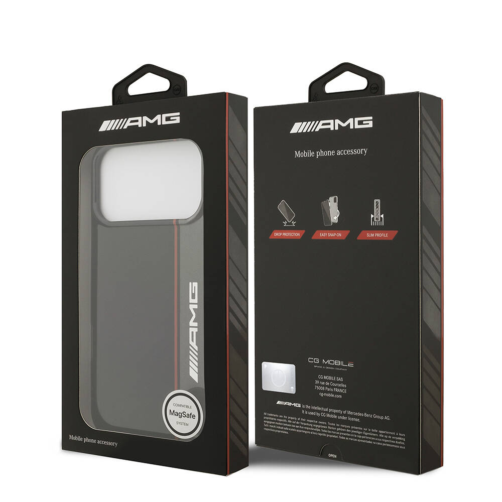 Apple iPhone 17 Pro Max Kılıf AMG Orjinal Lisanslı M-safe Şarj Özellikli IML Baskı Logolu Çift Katmanlı Bow Lines Kapak - 9