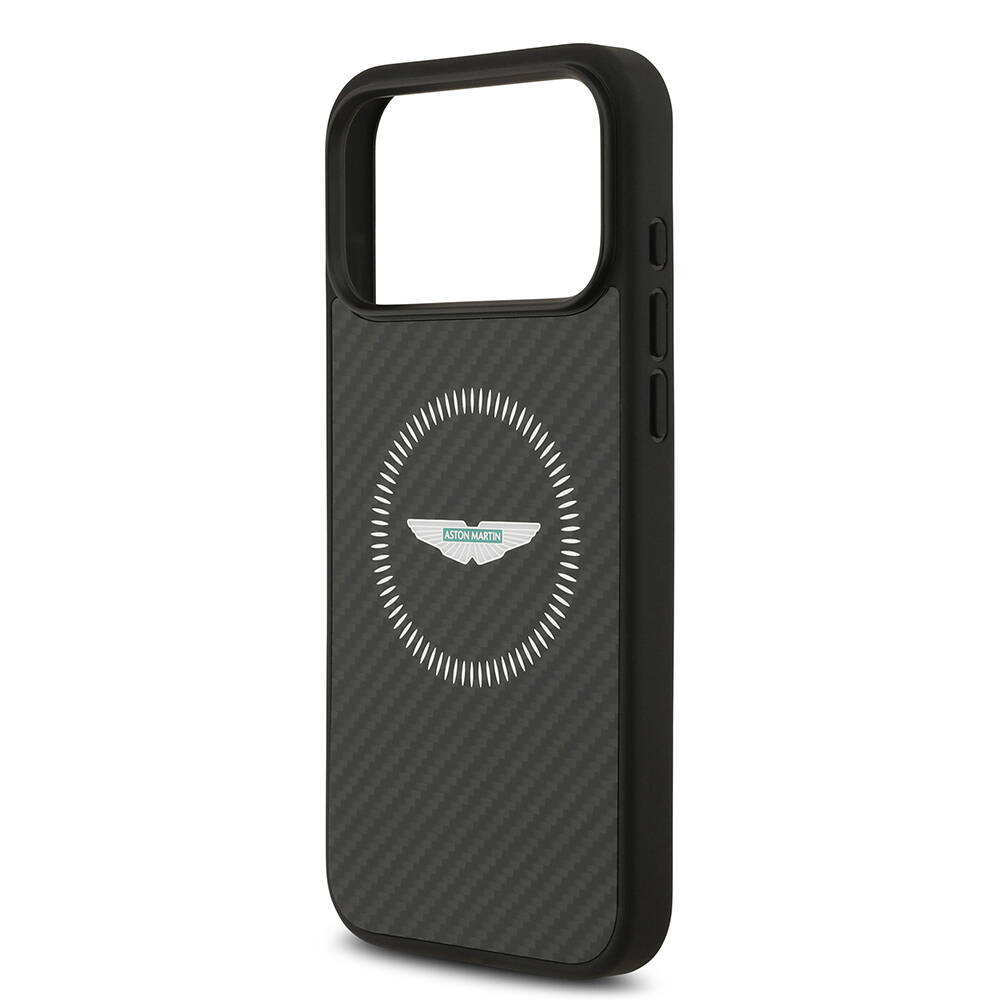 Apple iPhone 17 Pro Max Kılıf Aston Martin Orjinal Lisanslı M-safe Şarj Özellikli Karbon Fiber Kapak - 7