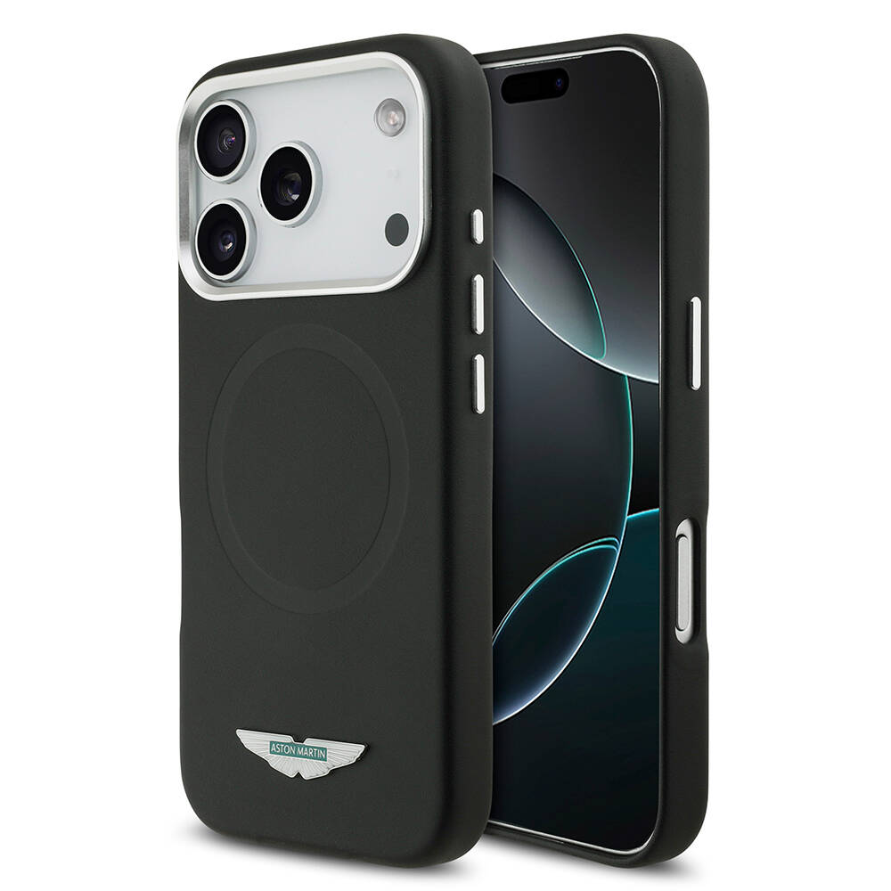 Apple iPhone 17 Pro Max Kılıf Aston Martin Orjinal Lisanslı M-safe Şarj Özellikli Metal Logolu PU Deri Kapak - 2