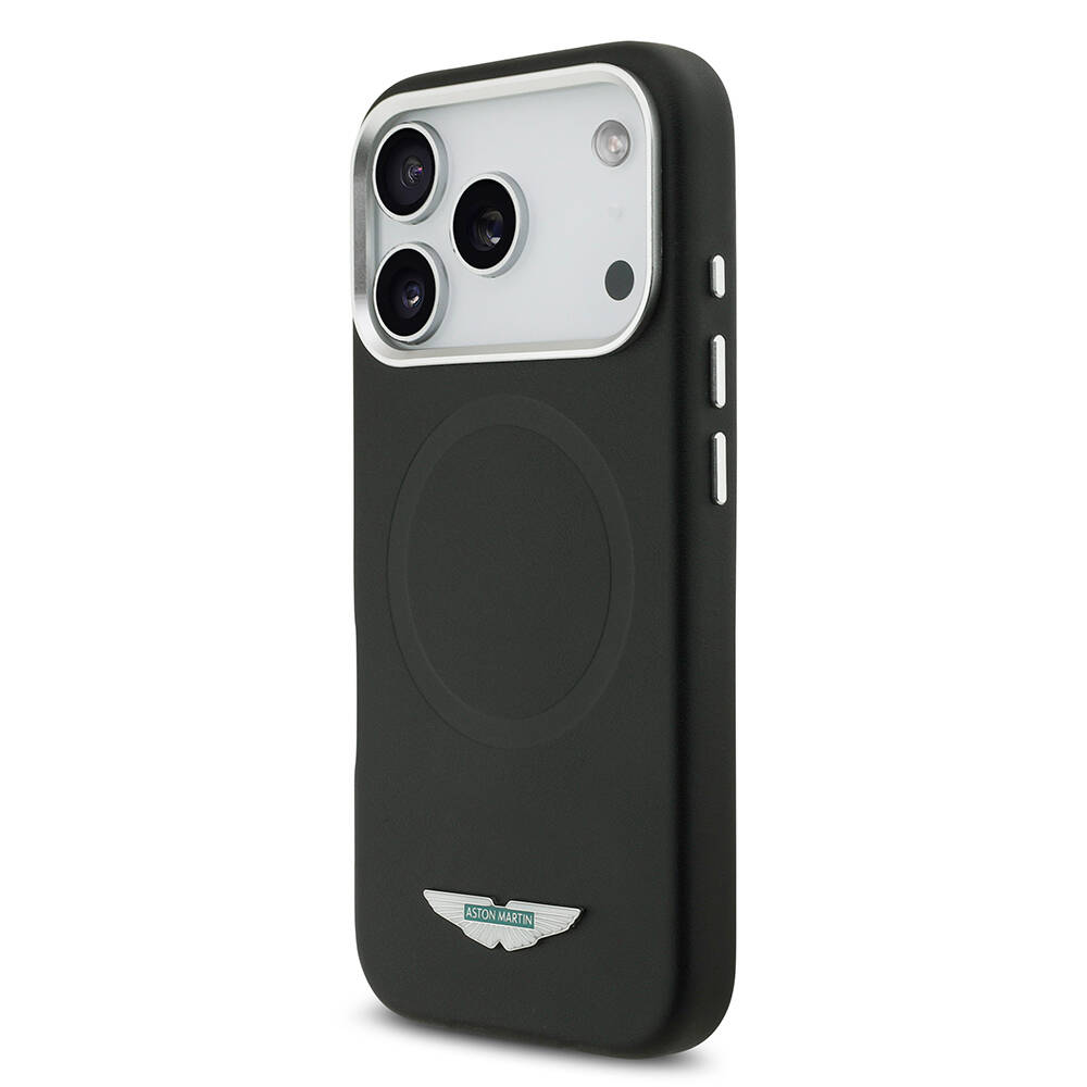 Apple iPhone 17 Pro Max Kılıf Aston Martin Orjinal Lisanslı M-safe Şarj Özellikli Metal Logolu PU Deri Kapak - 3