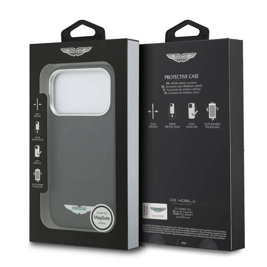 Apple iPhone 17 Pro Max Kılıf Aston Martin Orjinal Lisanslı M-safe Şarj Özellikli Metal Logolu PU Deri Kapak - 9