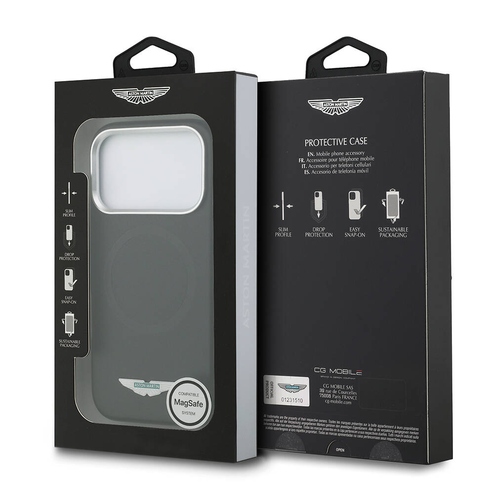Apple iPhone 17 Pro Max Kılıf Aston Martin Orjinal Lisanslı M-safe Şarj Özellikli Metal Logolu PU Deri Kapak - 9