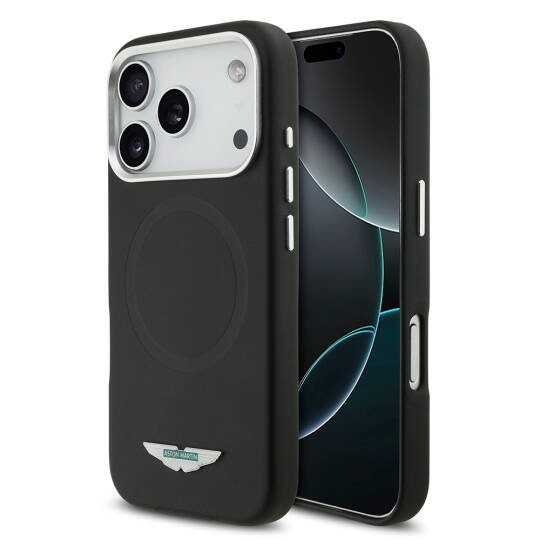 Apple iPhone 17 Pro Max Kılıf Aston Martin Orjinal Lisanslı M-safe Şarj Özellikli Metal Logolu PU Deri Kapak