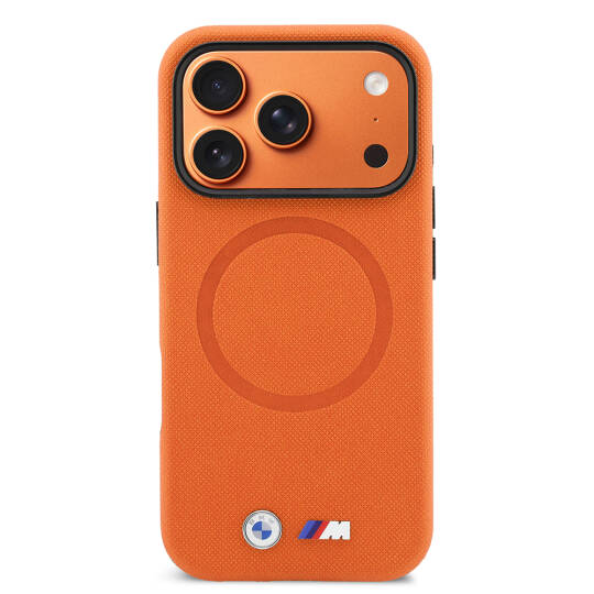 Apple iPhone 17 Pro Max Kılıf BMW Orjinal Lisanslı M-safe Şarj Özellikli Halka Tasarımlı M Logolu PU Deri Kapak - 3