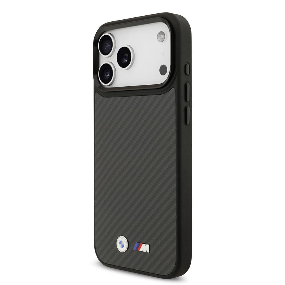Apple iPhone 17 Pro Max Kılıf BMW Orjinal Lisanslı M-safe Şarj Özellikli Karbon Fiber Metal Logolu Kapak - 3