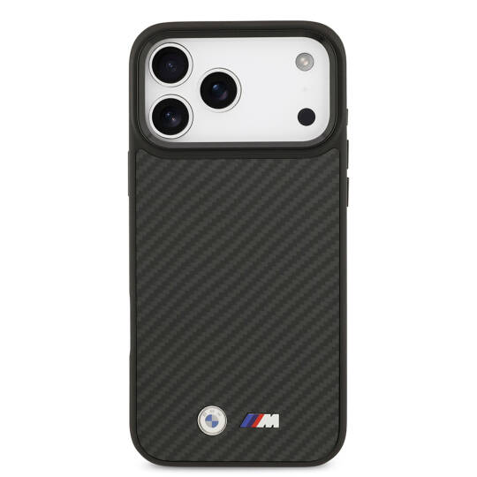 Apple iPhone 17 Pro Max Kılıf BMW Orjinal Lisanslı M-safe Şarj Özellikli Karbon Fiber Metal Logolu Kapak - 4