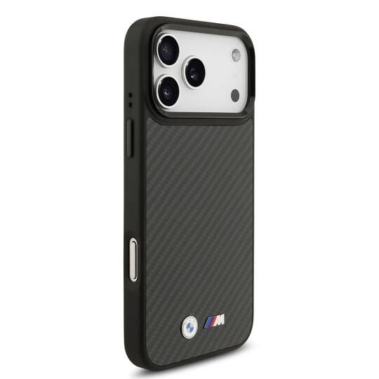 Apple iPhone 17 Pro Max Kılıf BMW Orjinal Lisanslı M-safe Şarj Özellikli Karbon Fiber Metal Logolu Kapak - 5