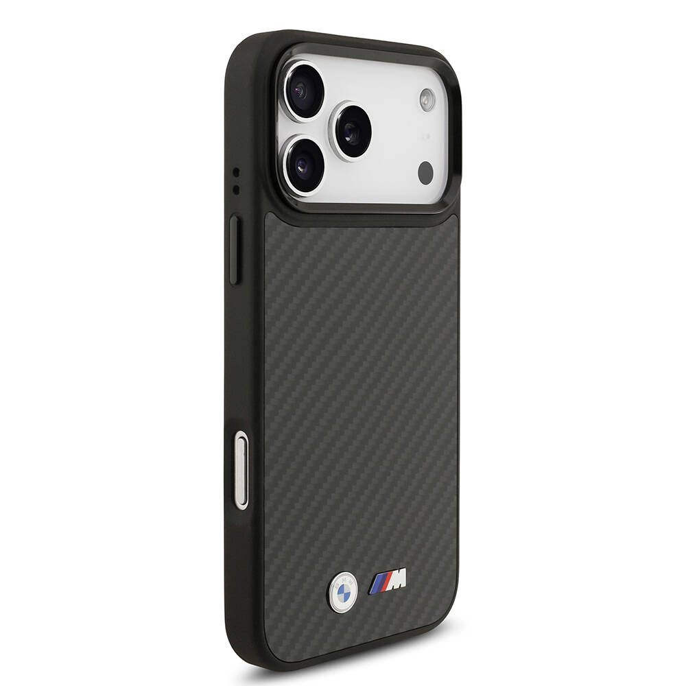 Apple iPhone 17 Pro Max Kılıf BMW Orjinal Lisanslı M-safe Şarj Özellikli Karbon Fiber Metal Logolu Kapak - 5